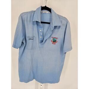 Vintage Glenmuir Polo Shirt Mens XL Light Blue Statue of Liberty Cotton Stretch